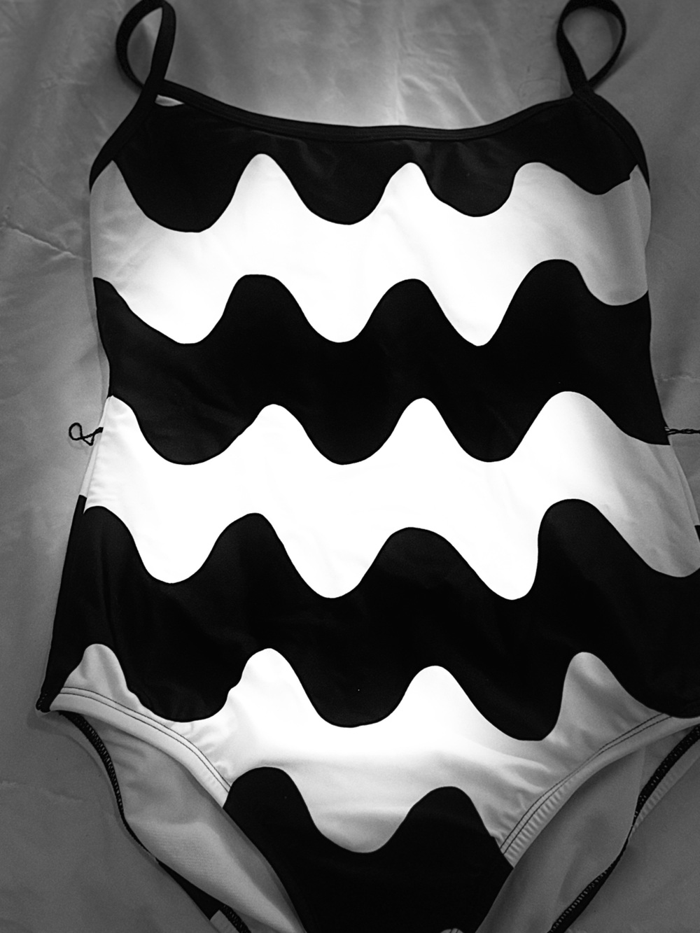 Marimekko Black and White Wavy-Print A-Line Skirt
